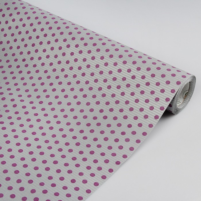 Бумага упаковочная крафт, малиновый горох на серебряном, 0,5 х 10 м
