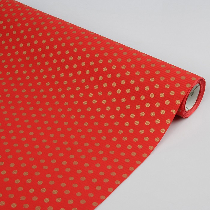 Бумага упаковочная крафт, красно-золотой, 0,5 х 10 м