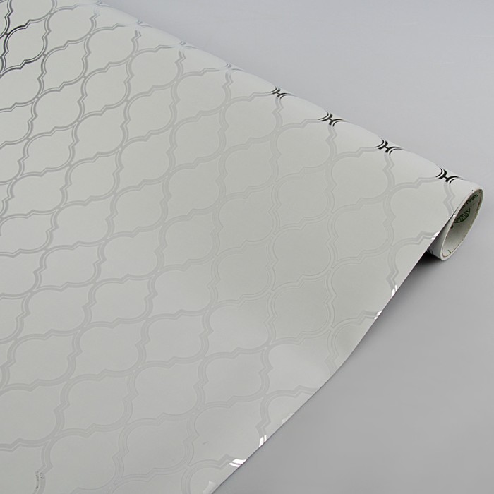 Бумага упаковочная металлизированная, бело-серебряный, 0,5 х 5 м