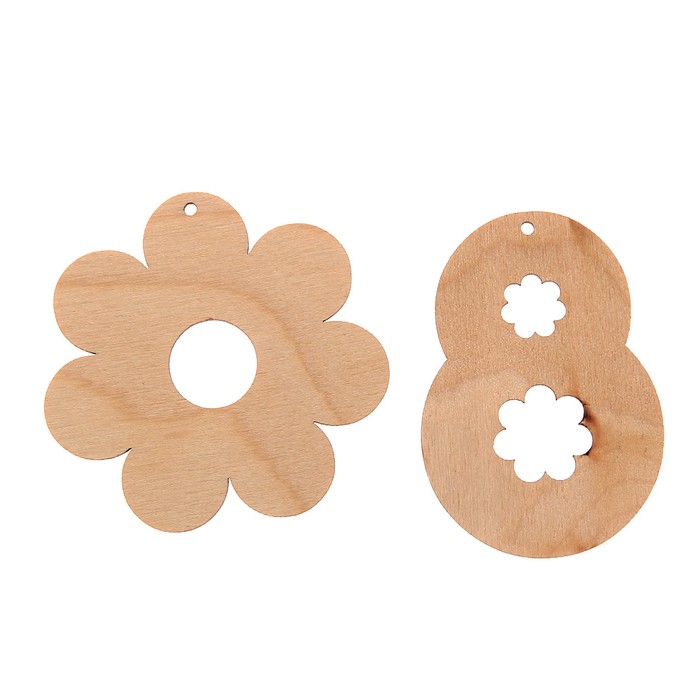 Набор бирок из фанеры "8 Марта №2" 2 шт, 6х4,2 см и 6х5,8 см