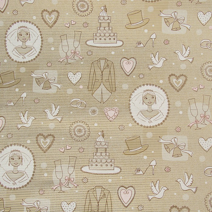 Бумага упаковочная крафт "Свадебный переполох", 1 х 10 м