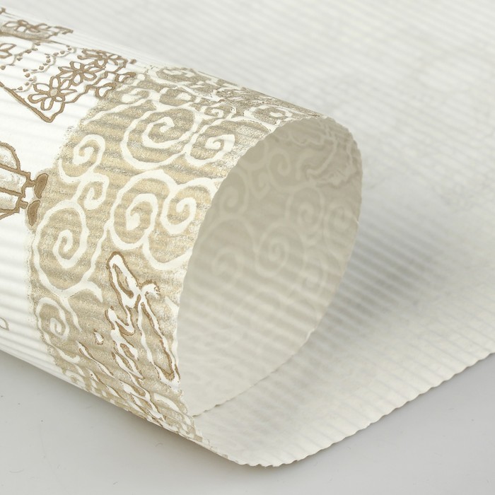 Бумага упаковочная крафт, бело-золотой, 0,7 х 10 м