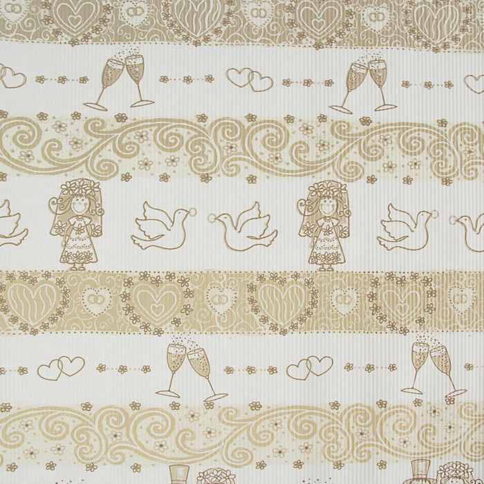 Бумага упаковочная крафт, бело-золотой, 0,7 х 10 м