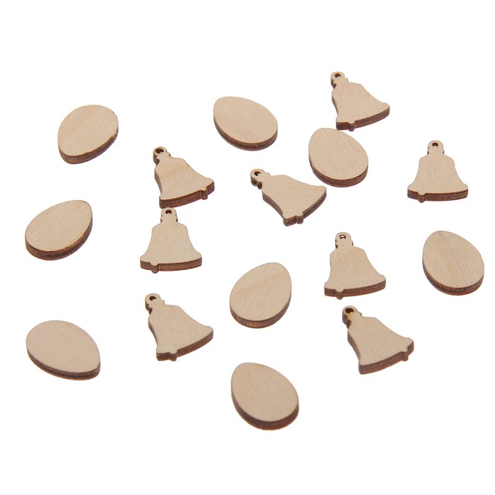 Набор декоративных элементов из фанеры "Пасха №3" 16 элем., 2х1,4 см