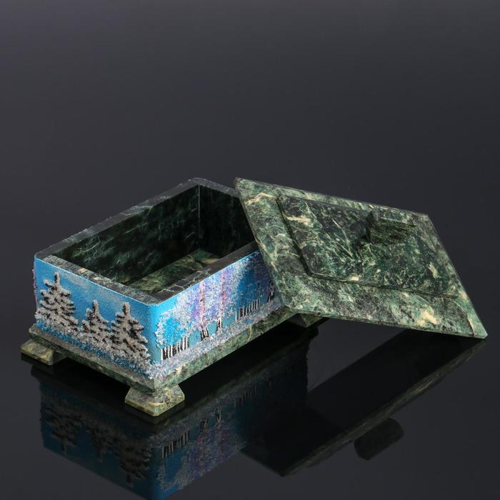 Шкатулка "Зима" из камня, каменная крошка