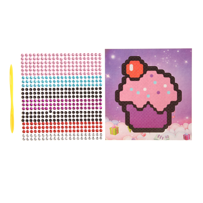 Алмазная мозаика - наклейка "Пироженка с вишенкой"