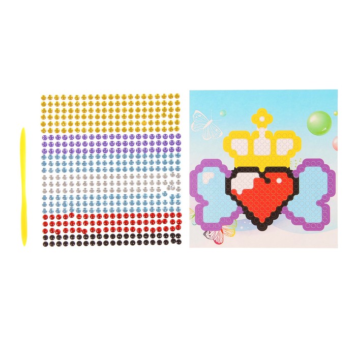 Алмазная мозаика - наклейка "Сердце в короне"