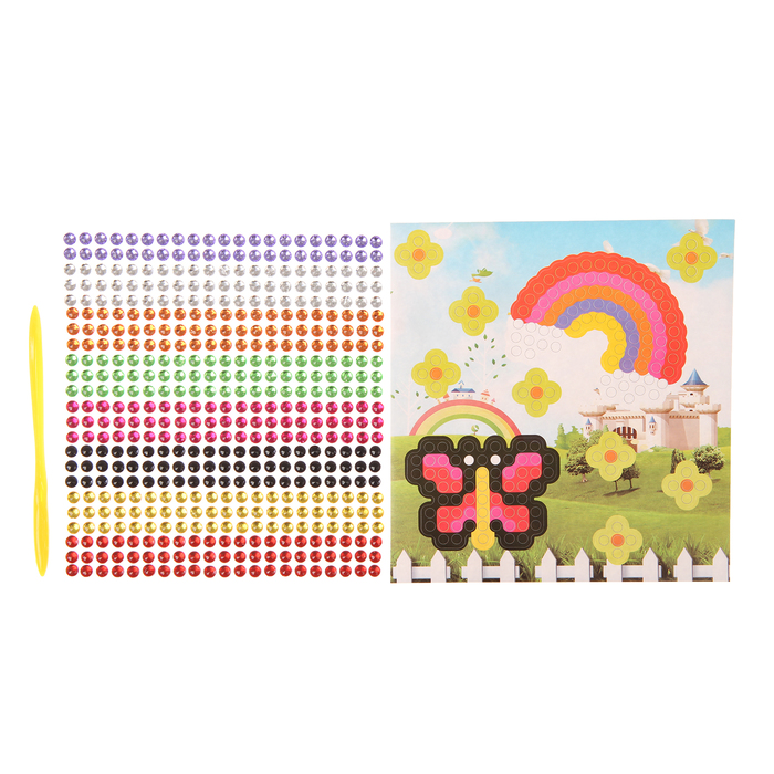 Алмазная мозаика - наклейка "Бабочка с радугой"