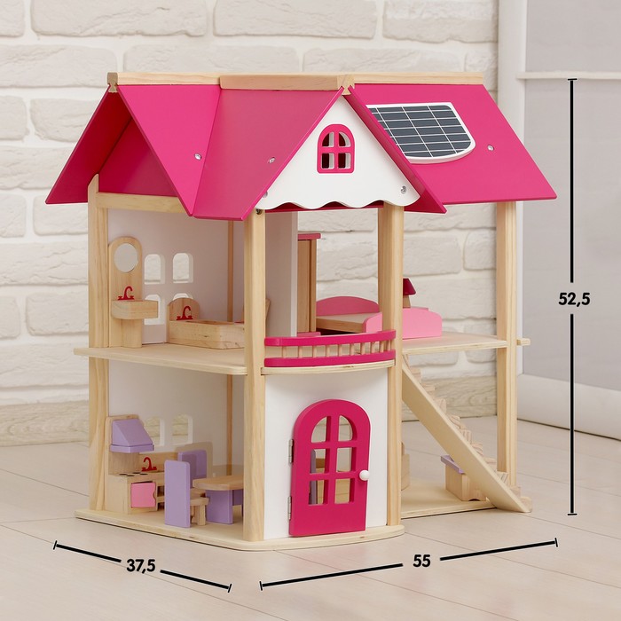 цена Кукольный домик Розовое волшебство, с мебелью
