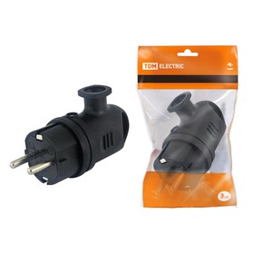 

Вилка TDM 2Р+РЕ, угловая, с ушком, каучук, 16 А, 250 В, IP44, SQ0612-0004