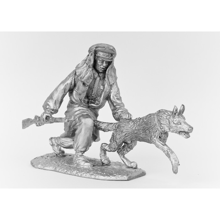 Оловянный солдатик "Пограничник с собакой"
