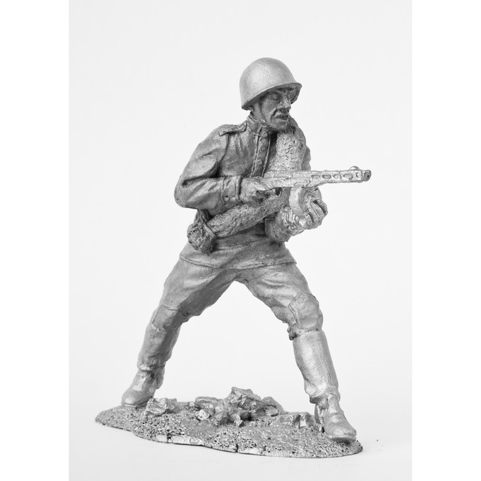 Оловянный солдатик "Автоматчик РККА. Атака. (№ 4)"