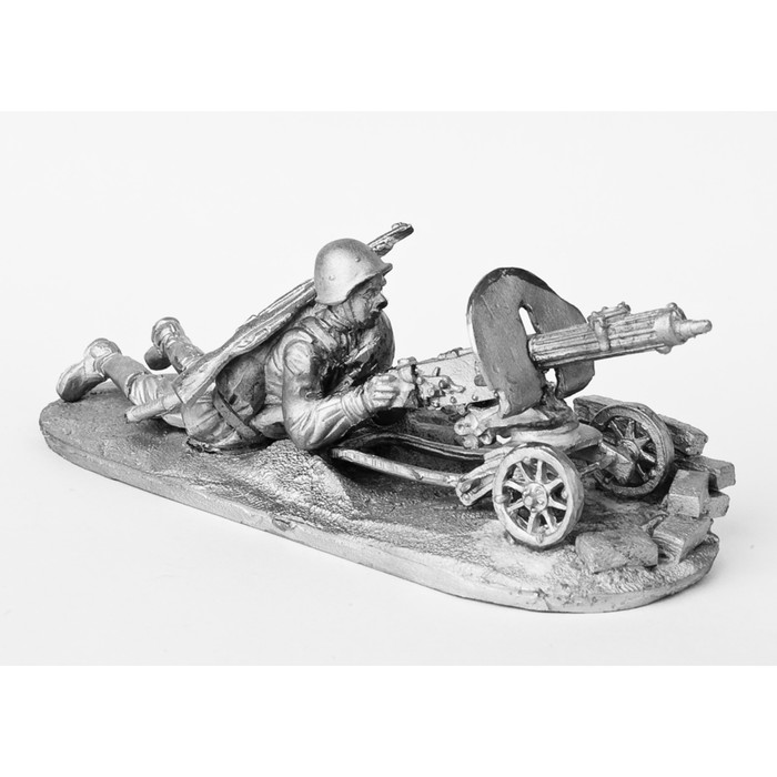Оловянный солдатик "Пулеметчик с Максимом"