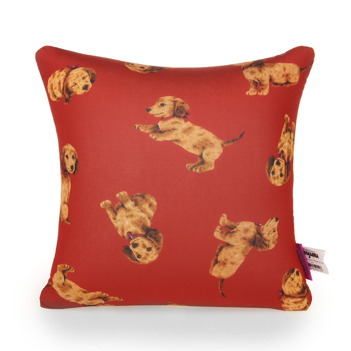 Мягкая антистресс-подушка "Щенята большие", цвет красный