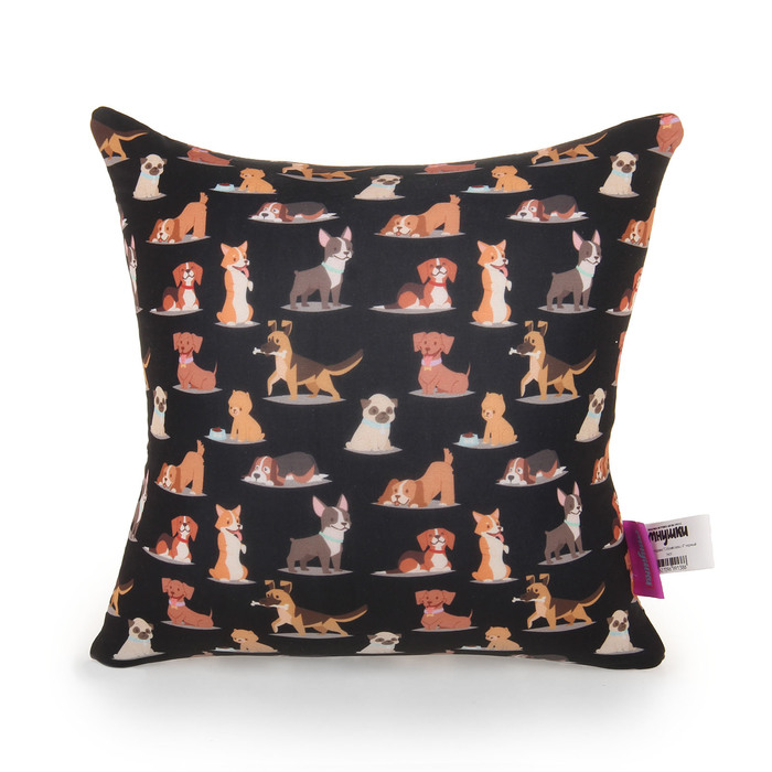 Мягкая антистресс-подушка "Собачий вальс 4", цвет чёрный