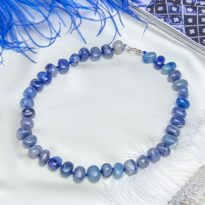 Бусы галтовка средняя "Лазурит светлый", 45см