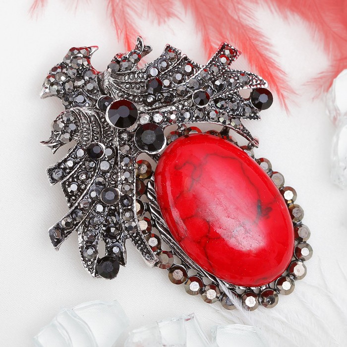 Брошь-подвеска "Коралл" царица, в чернёном серебре