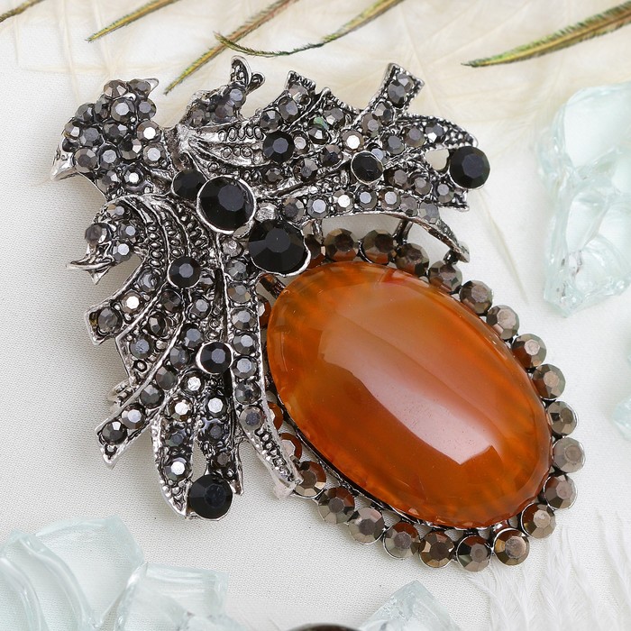 Брошь-подвеска "Сердолик" царица, в чернёном серебре