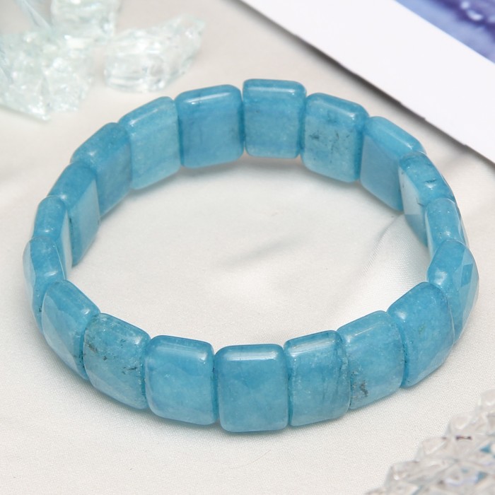 Браслет квадрат мини, гранёный "Аквамарин"