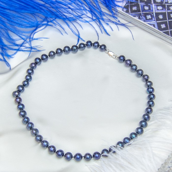 Бусы "Жемчуг речной" шар №10, цвет чёрный, 45см