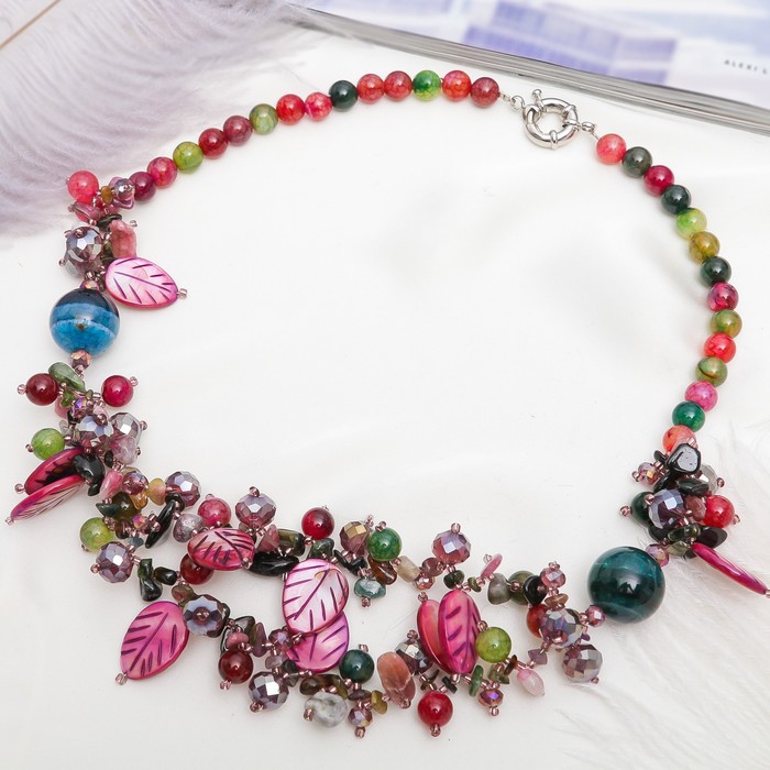 Колье листочки перламутровые "Турмалин"