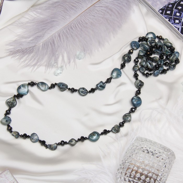 Бусы "Ракушка с хрусталём" цвет тёмно-синий, 120см