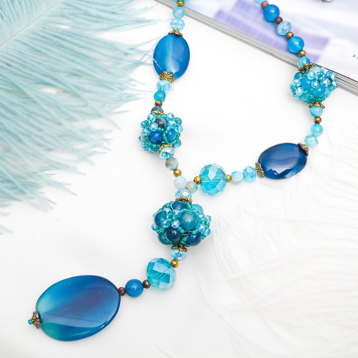 Кулон тайна востока "Агат синий" под кианит, 60см