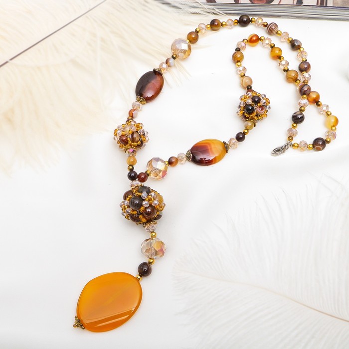 Кулон тайна востока "Агат" цвет коричневый, 60см