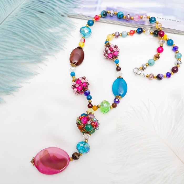 Кулон тайна востока "Агат" разноцветный, 60см