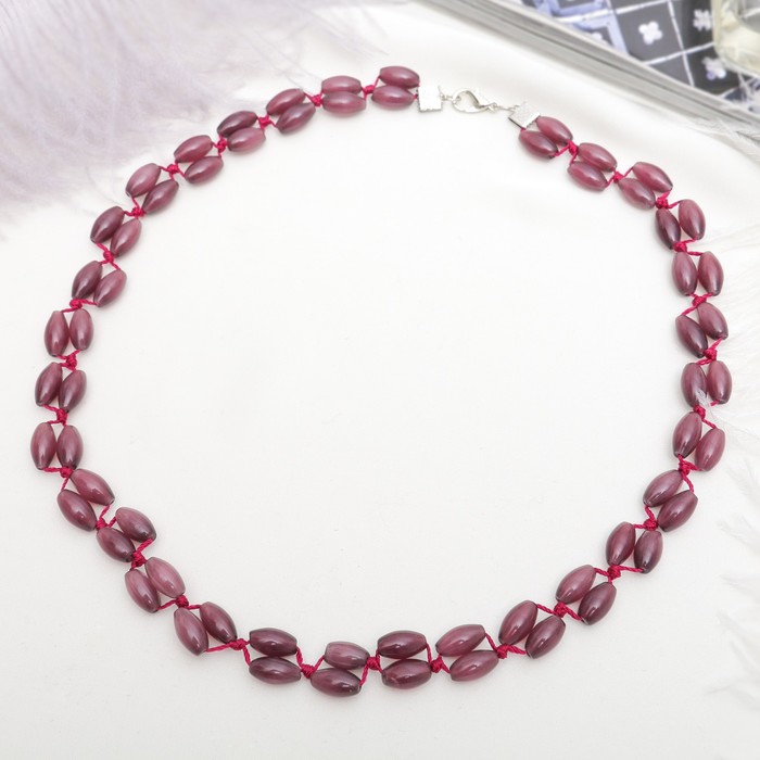 Бусы "Кошачий глаз" рис плетеный, цвет фиолетовый, 45см