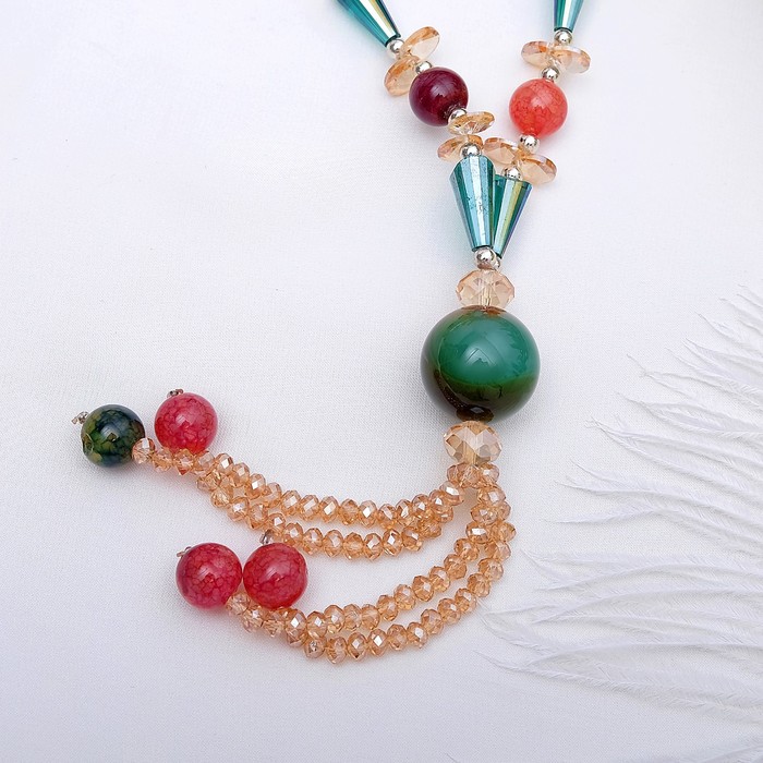 Кулон на декоративной основе "Агат" шар, цвет МИКС, 65см