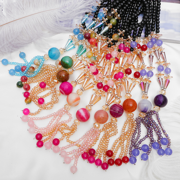 Кулон на декоративной основе "Агат" шар, цвет МИКС, 65см