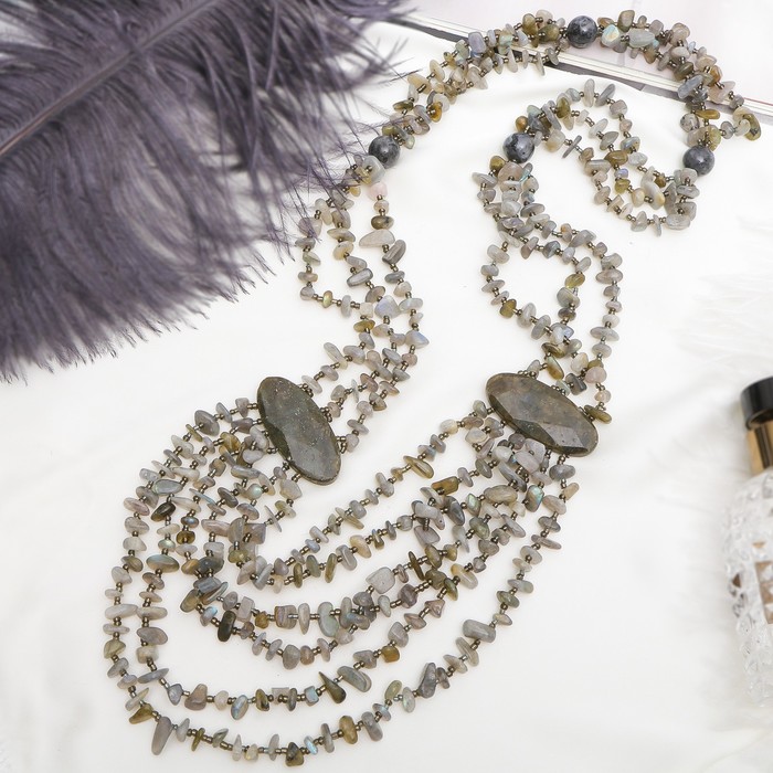 Бусы 6 рядов через овал "Лабрадор", 70см