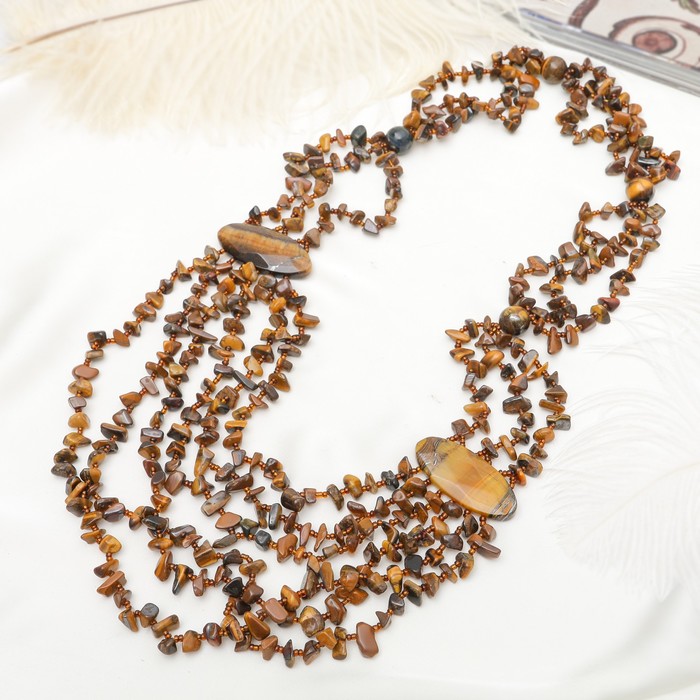 Бусы 6 рядов через овал "Тигровый глаз", 70см