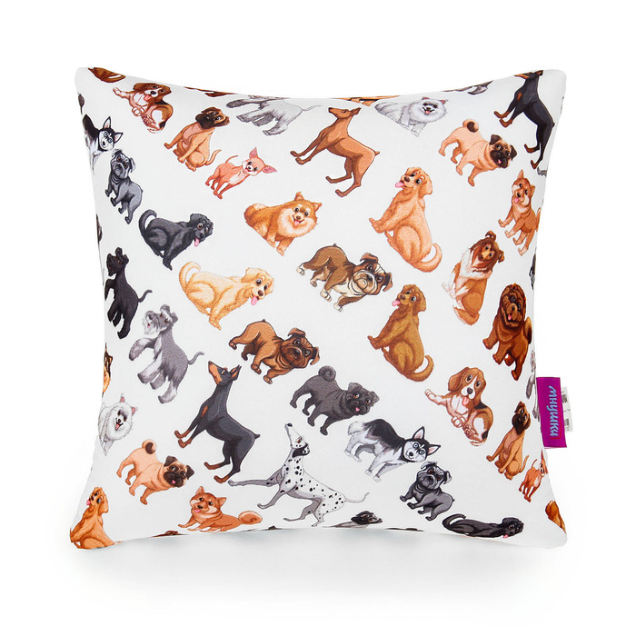 Мягкая антистресс-подушка "Собачий вальс 2", цвет белый