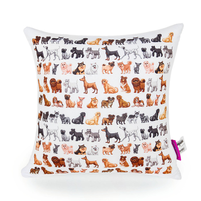 Мягкая антистресс-подушка "Собачий вальс 1", цвет белый