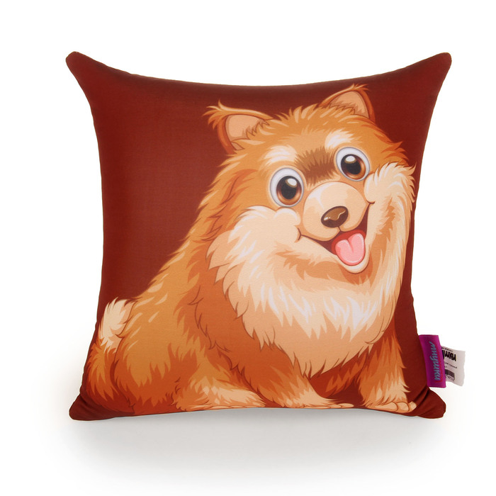 Мягкая антистресс-подушка "Шпиц", цвет коричневый