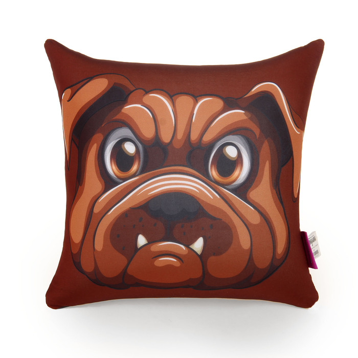 Мягкая антистресс-подушка "Бульдог", цвет коричневый