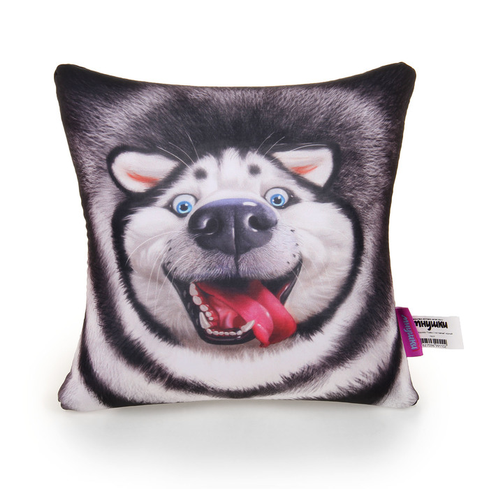 Мягкая антистресс-подушка "Лайка Счастливчик", цвет чёрный