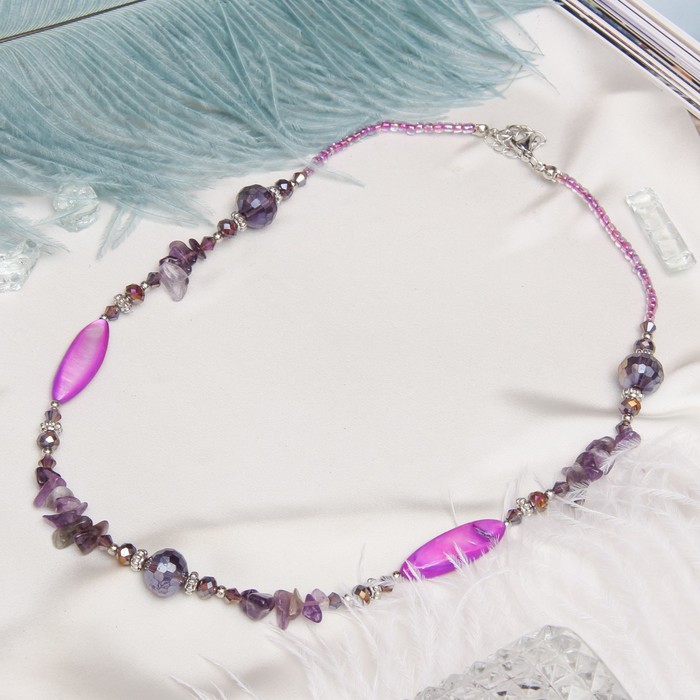 Колье перламутр с крошкой через хрусталик "Аметист", 45см
