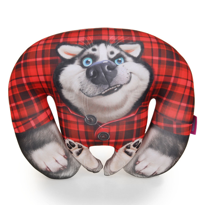 Мягкая игрушка-антистресс "Хаски в рубашке", цвет красный