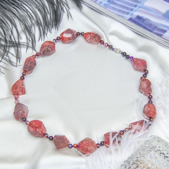 Бусы галтовка через шарик "Агат" под турмалин, 55см