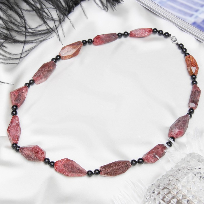 Бусы галтовка мелкая через шарик "Агат" под турмалин , 55см