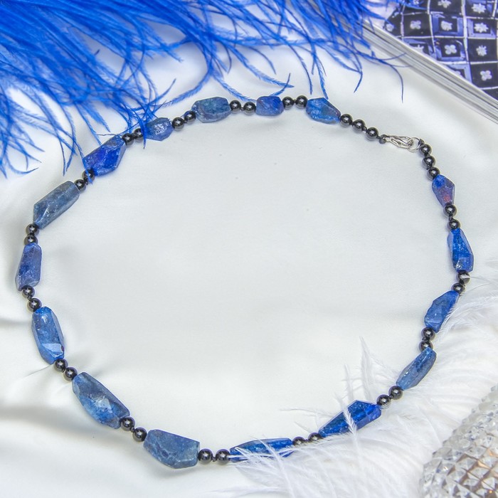 Бусы галтовка через шарик "Агат" под кианит , 55см