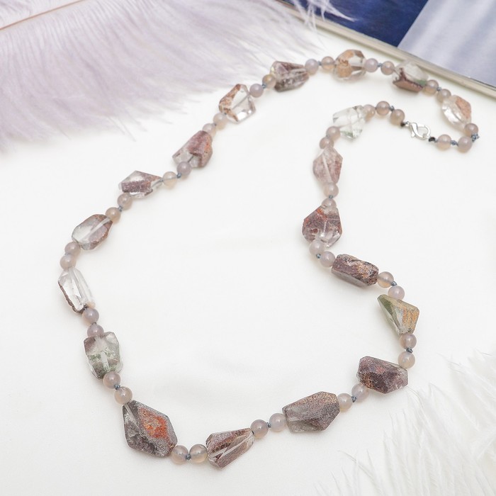 Бусы галтовка через шарик "Агат" под горный хрусталь, 55см