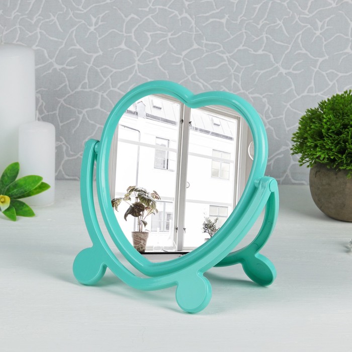 Зеркало на подставке «Нежность», с рамкой под фото, в форме сердца, без увеличения, одностороннее, цвет МИКС