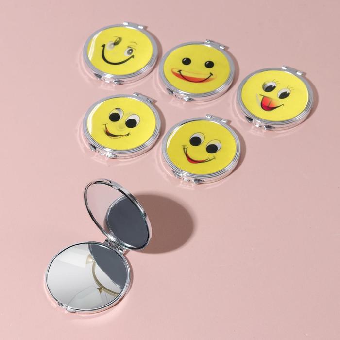Зеркало складное «Смайл», прямоугольное, без увеличения, двустороннее, d=6,5см, цвет МИКС