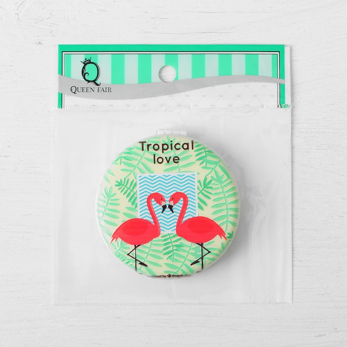 Зеркало складное «Розовый фламинго», круглое, с двукратным увеличением, двустороннее, d=6,5см, цвет МИКС