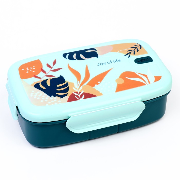 Ланч-бокс прямоуг, 2 отсека по 150 мл, греется от кипятка, нерж сталь, микс, 14х18.5 см