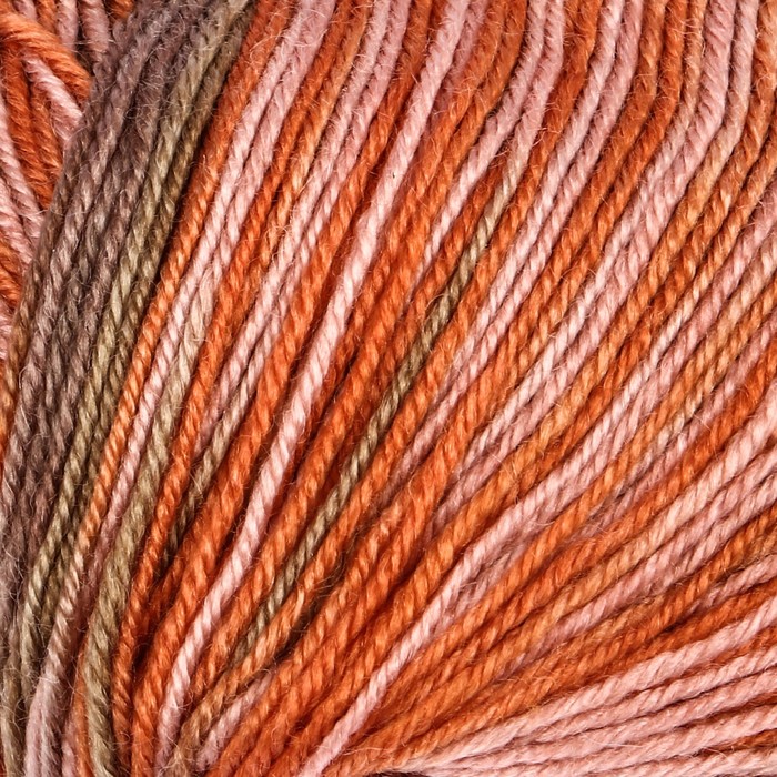 Пряжа "Brilliant print" 45% шерсть, 55% акрил 380м/100гр (2612 терракот)